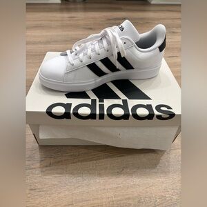 Ladies Adidas Grand Court 2.0 White and Black Tennis Shoes . Adidas tennis shoes